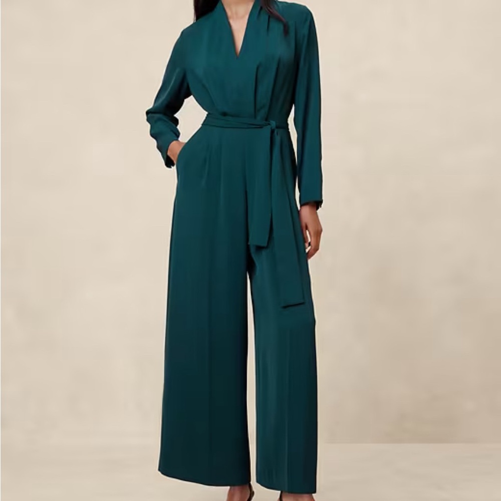 Black Crepe Deep V Neck Jumpsuit